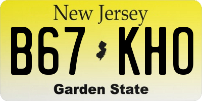 NJ license plate B67KHO