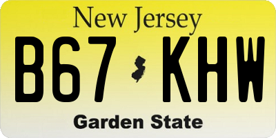 NJ license plate B67KHW