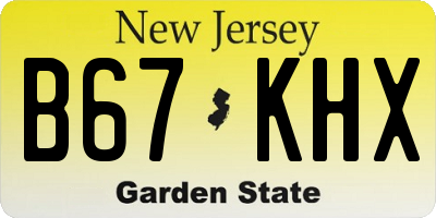 NJ license plate B67KHX