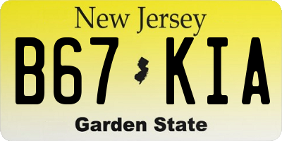 NJ license plate B67KIA