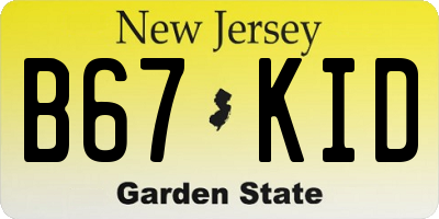 NJ license plate B67KID