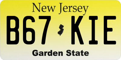 NJ license plate B67KIE