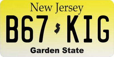 NJ license plate B67KIG