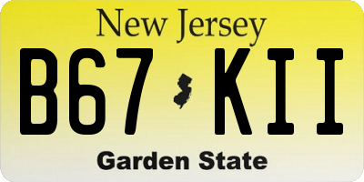 NJ license plate B67KII