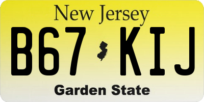NJ license plate B67KIJ