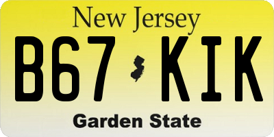 NJ license plate B67KIK
