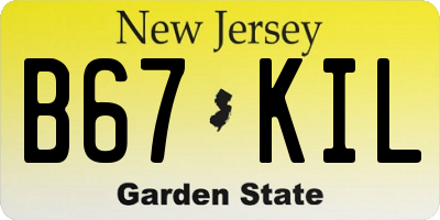 NJ license plate B67KIL