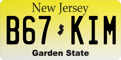 NJ license plate B67KIM