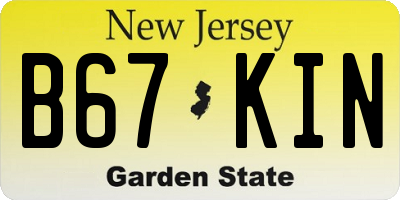 NJ license plate B67KIN
