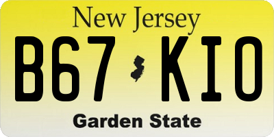NJ license plate B67KIO