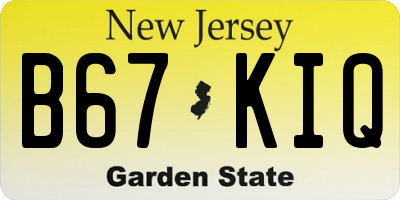 NJ license plate B67KIQ