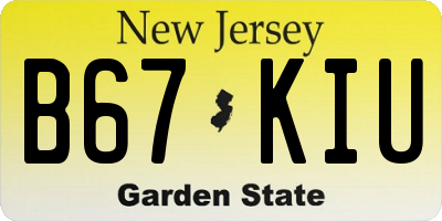 NJ license plate B67KIU