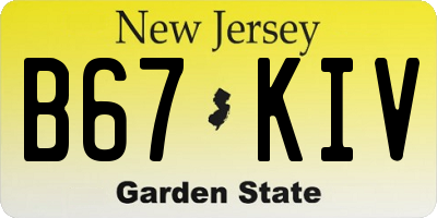 NJ license plate B67KIV