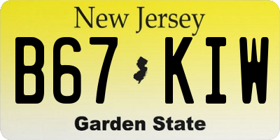 NJ license plate B67KIW
