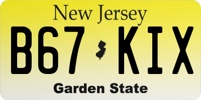 NJ license plate B67KIX