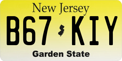 NJ license plate B67KIY