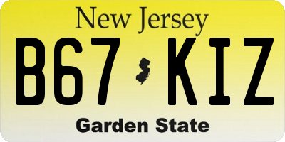 NJ license plate B67KIZ