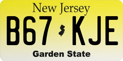 NJ license plate B67KJE