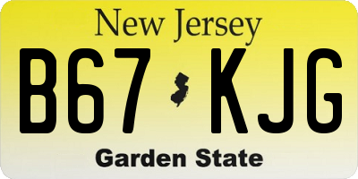 NJ license plate B67KJG