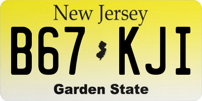 NJ license plate B67KJI