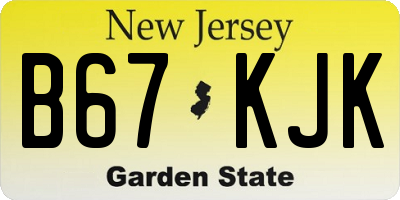 NJ license plate B67KJK