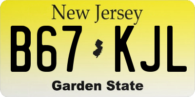 NJ license plate B67KJL