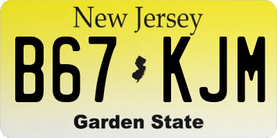 NJ license plate B67KJM