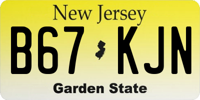 NJ license plate B67KJN