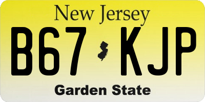 NJ license plate B67KJP