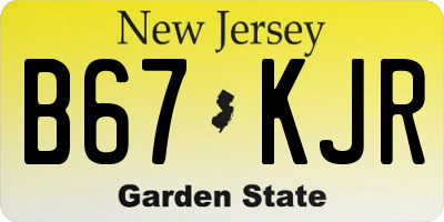 NJ license plate B67KJR