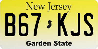 NJ license plate B67KJS