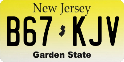 NJ license plate B67KJV