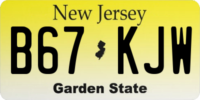NJ license plate B67KJW
