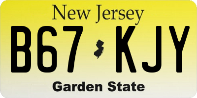 NJ license plate B67KJY