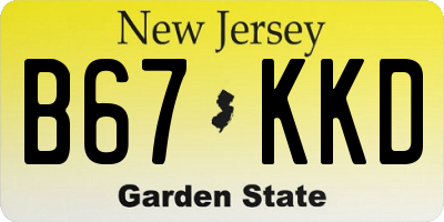 NJ license plate B67KKD