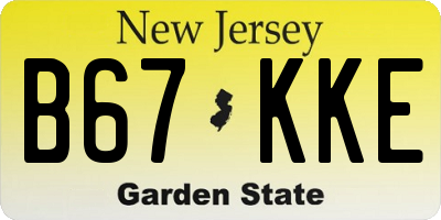 NJ license plate B67KKE