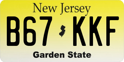 NJ license plate B67KKF