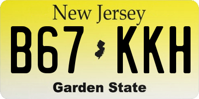 NJ license plate B67KKH