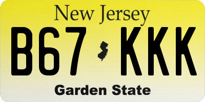 NJ license plate B67KKK