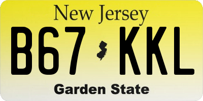 NJ license plate B67KKL
