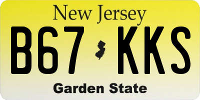 NJ license plate B67KKS