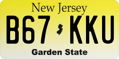 NJ license plate B67KKU