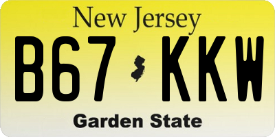 NJ license plate B67KKW