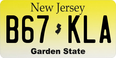 NJ license plate B67KLA