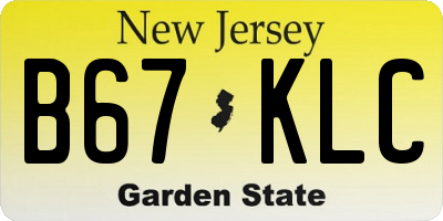 NJ license plate B67KLC
