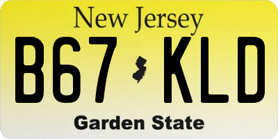 NJ license plate B67KLD