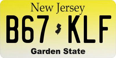 NJ license plate B67KLF
