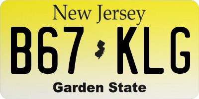NJ license plate B67KLG