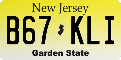 NJ license plate B67KLI