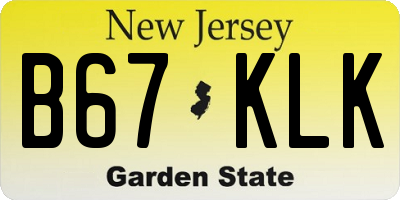 NJ license plate B67KLK